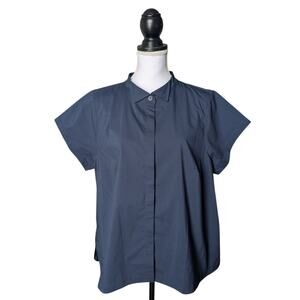 Universal Standard Aster Tuxedo Collar Shirt in Navy Blue Size Medium Boxy